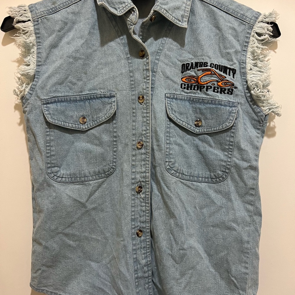 ORANGE COUNTY CHOPPERS Women's Sleeveless Denim Shirt -Vintage & New missing Tag